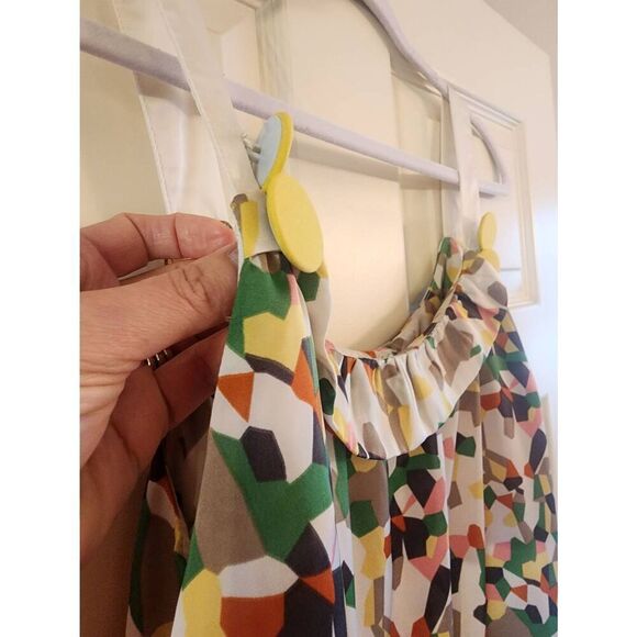 Nick & Mo abstract printed dress fully lined whimsy buttons size large - Picture 3 of 8